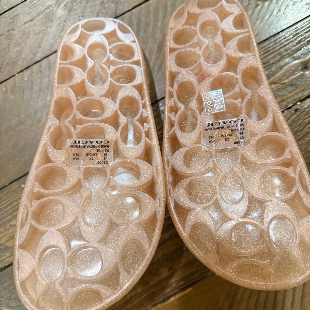 Coach Metallic Rose Gold Slide Sandals for Women - Picture 4 of 5